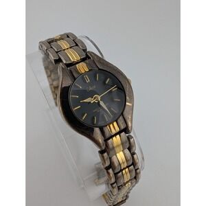 Collezio Womens Watch 24mm Case‎ Black & Gold 7" Band- New Battery